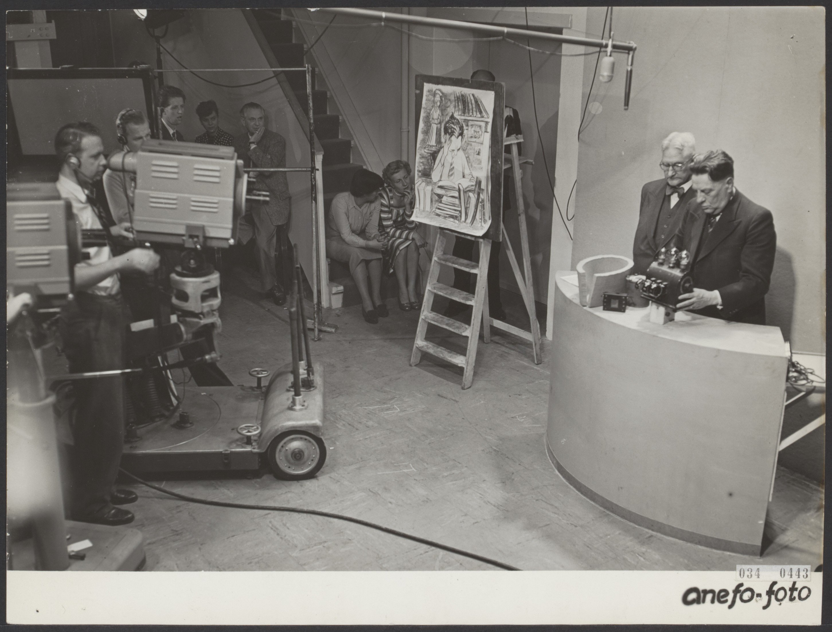 Television studio during the first AVRO broadcast in Bussum in 1951