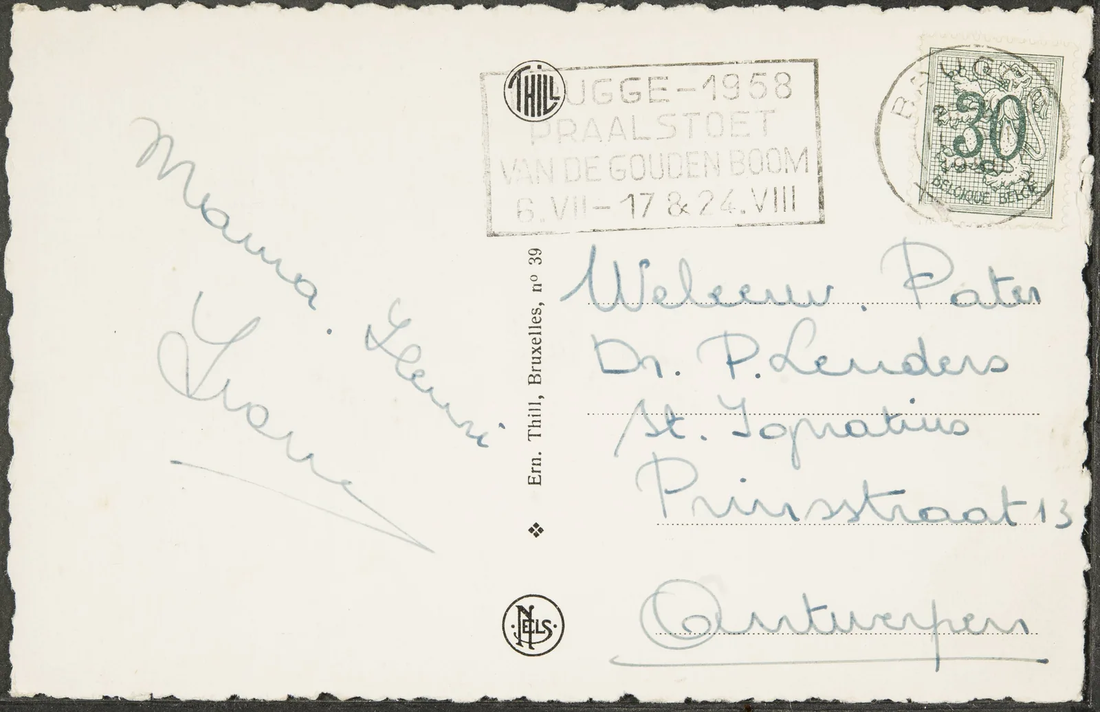 Originele prentbriefkaart Groeten uit Brugge van rond 1958
